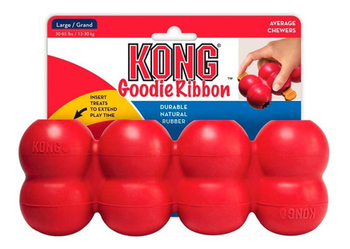 Juguete Rellenable Kong Goodie Ribbon Talla L De 13 A 30 Kg Color Rojo