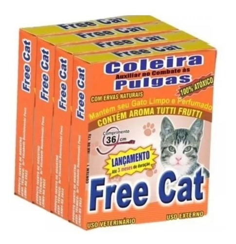 04 Coleira Anti Pulgas Para Gato - Free Cat 100% Natural