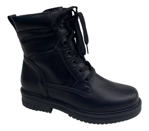 Bota Feminina Mooncity Cano Medio Cadarço Salto Meia Pata