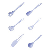 Set Utensilios De Cocina Kit X 6 Nylon Espatula Cucharon