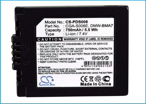 Bateria Para Panasonic Lumix Ion Litio 7.4v 750mah Pds006