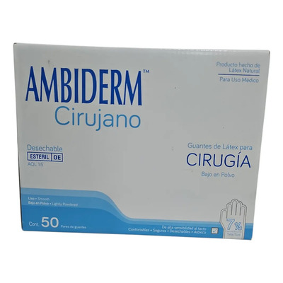 Guante Ambiderm Qx Cirujano Talla  7 12 Caja  C\u002F50 Pares. | MercadoLibre