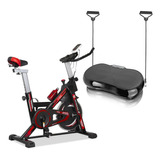 Combo: Bicicleta Spinning Monitor + Plataforma Vibratoria Color Negro