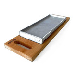 Plancha Parrilla Bifera De Aluminio Lisa Pescado Base Madera