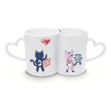 Pareja De Tazas Corazón /gatitos (incluye 2 Chocobombas) 