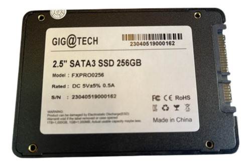 Disco Solido Interno Gigatech Sata3 Ssd 256 Gb Premium