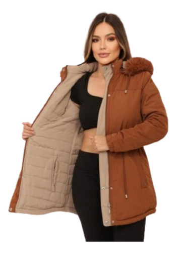 Campera Reversible Mujer Impermeable Con Capucha 