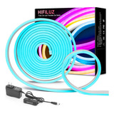 Tiras De Led Luz De Neón Flexible 5m Manguera Con Fuente 12v Luz Ice Blue