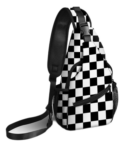 Yrebyou Black White Checker Chick Bolde Bag Crossbody Mochil