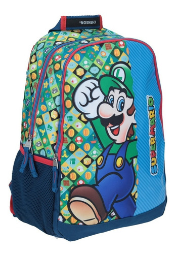 Mochila Escolar Grande Luigi Super Mario Bros Chenson 63641g Color Verde