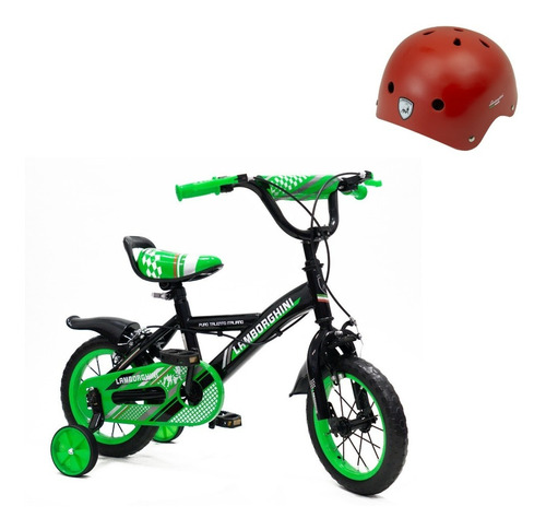 Bicicleta Infantil Rodado 12 Lamborghini + Casco Protector