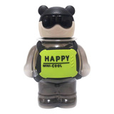 Garrafa Infantil Urso Robô Preto 800ml Alça Canudo Silicone