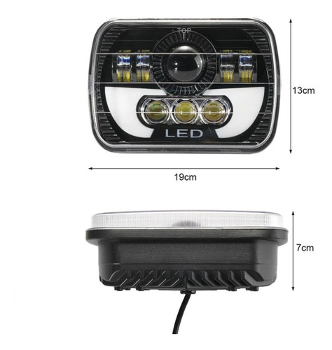 2 Opticas Led 7 PuLG 120w H4 Rectangular Jeep Hilux 12/24v Foto 5