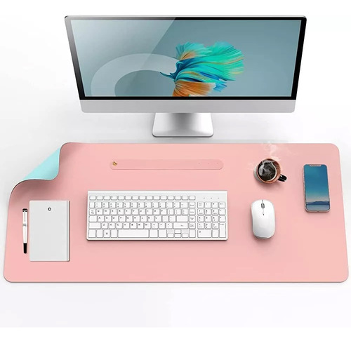 Desk Pad Para Escritorio Mouse 70x35 Cm Rosa/aqua Doble Faz