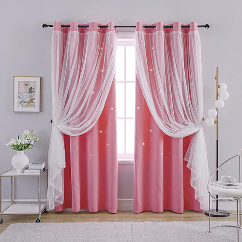 2piezas Cortinas Blackout Para Niños 132x244cm Con Estrellas