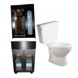 Juego Baño Completo Wengue Vidrio 50 Sanitarios Ferrum Guti