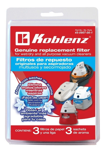 3 Filtros Repuesto Originales + 3 Sachets Aroma Koblenz