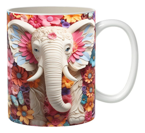 Taza De Café Con Elefante Estampado
