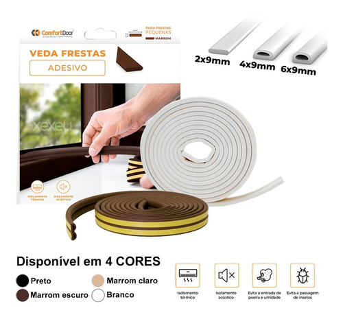 Veda Fresta Fita Adesiva Proteção Porta Janela 4mm Vedação