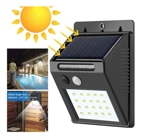 Luz Exterior Panel Solar Reflector  Sensor Movimiento 20 Led