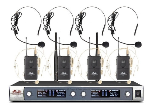 4 Microfonos De Vincha Inalambricos Uhf Gbr Uhf-430 Pro