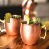 Kit 4 Canecas Moscow Mule 500 Ml Preta Import C/ Alça Bronze