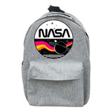 Mochila Estampado De Astronautas Color Gris Nasa Logotipo