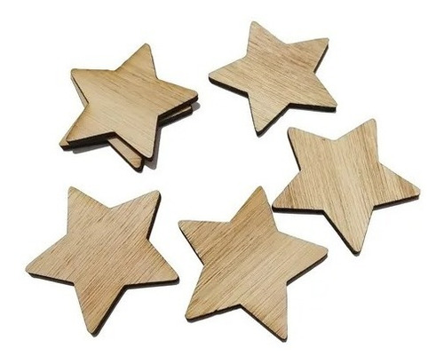 50 Estrellas Madera Terciada 5 Cm Para Manualidades