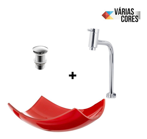 Conjunto Banheiro Cuba Lótus + Torneira Link + Válvula Click