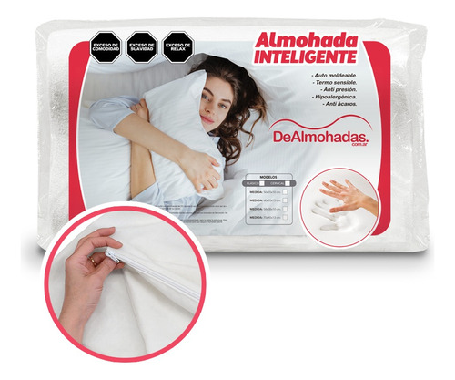 Almohada Inteligente 60x35x13 Cervical + Funda Con Cierre