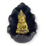 Incensário Cascata Gruta Folha Buda Tibetano Dourado E Preto