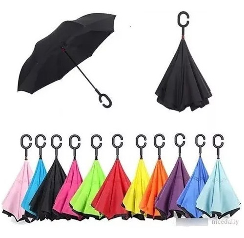 Paraguas Reversible Sombrilla Invertido De Doble Capa