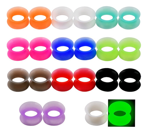 11 Pares De Expansores De Silicona Con Colores Para Oreja