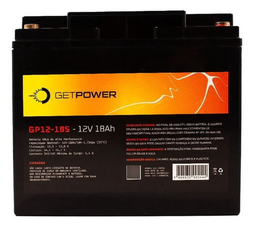 Bateria Selada Vrla 12v, 18ah Gp12-18 Getpower