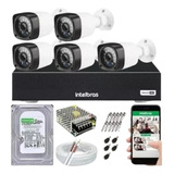 5 Câmeras Segurança Ahd E Kit Dvr 8 Canais Intelbras C/ Hd