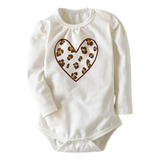 Body De Algodon Estampado Con Corazon Animal Print Para Bebe