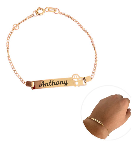 Pulseira Infantil Ouro Presente Padrinho Madrinha Afilhado