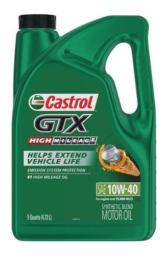 Aceite Castrol Gtx 10w40 Alto Kilometraje 4.73 Litros