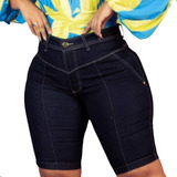Bermuda Jeans Plus Size Feminino Cintura Com Elastano Levant