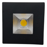 Spot Led Cob Sobrepor 5w 3000k Branco/preto Quadrado Bivolt