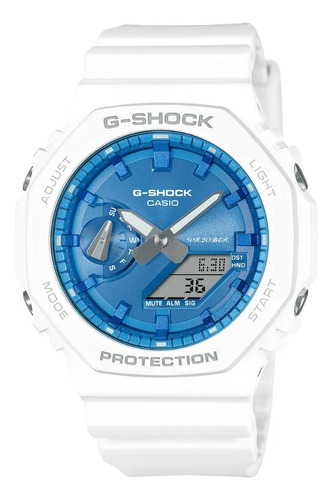 Reloj Casio G-shock Ga-2100ws Para Caballero Color De La Correa Blanco Color Del Bisel Blanco Color Del Fondo Blanco