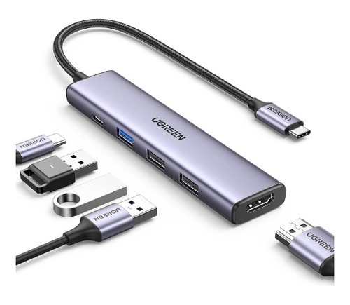 Multipuerto Hub Ugreen Revodok Usb-c 5 En 1 Hdmi 100w Mac