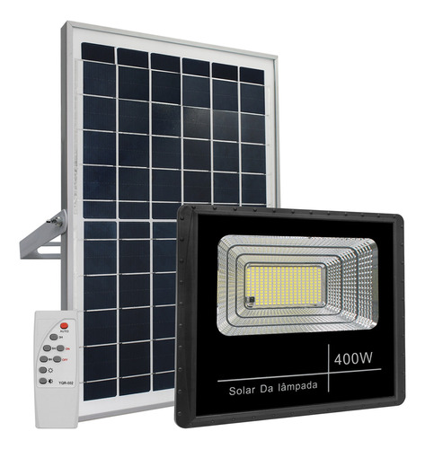 Refletor Solar Led Holofote 400w Placa Bateria Prova Dágua