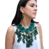 Collar Artesanal De Palma Y Escama Modelo Esmeralda