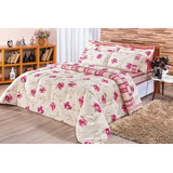 Edredom Requinte Casal King- 03 Peças Dupla Face 180 Fios Cor Floral Rose