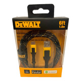 Cable Usb A Usb C Reforzado Dewalt Kevlar 1.8m 6ft Color Negro