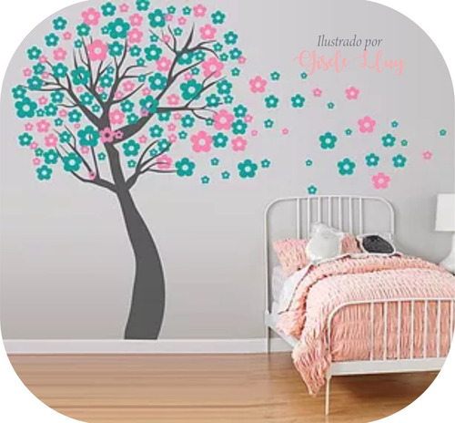 Vinilo Decorativo Árbol Bebé Infantil Grande Moderno Nórdico