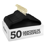 50 Ganchos Negros Ropa Terciopelo Antideslizante Premium