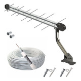 Kit Antena Tv Digital Externa Log 16 + Mastro + Cabo 8mts