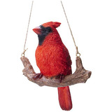 Figura De Resina De Pájaro Cardenal Rojo Colgado Una R...